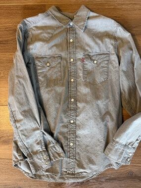 Levi's Gray Denim Western Snap-Front Shirt